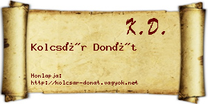Kolcsár Donát névjegykártya