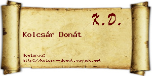 Kolcsár Donát névjegykártya